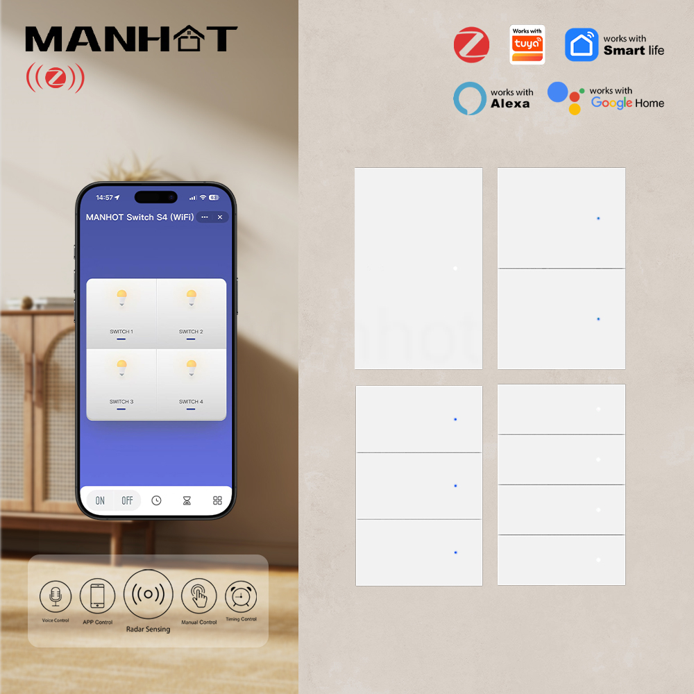 Smart Relay Tuya - Interruptor de luz inteligente Manhot ZigBee,