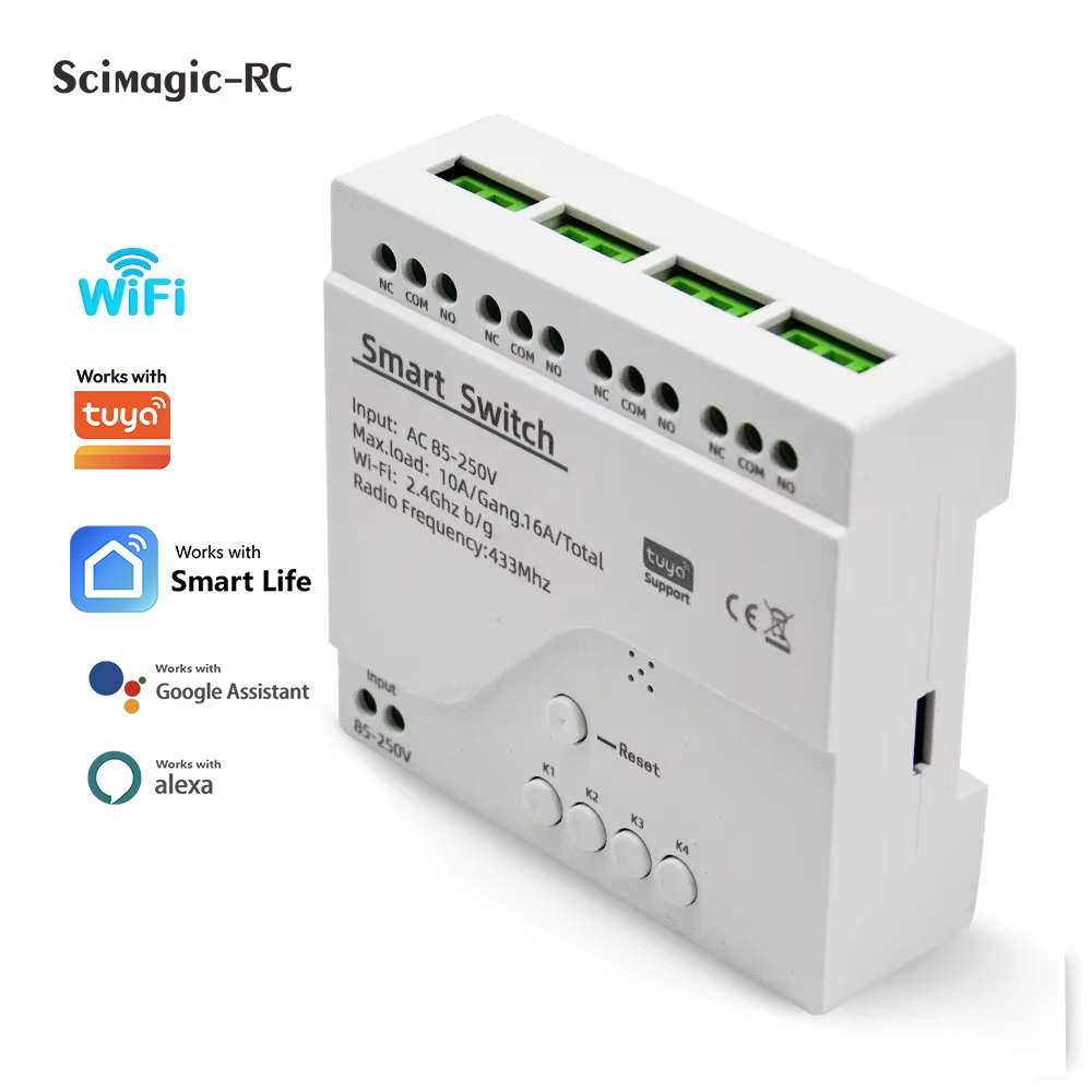 Tuya 4 Channel - Interruptor Inteligente, Módulo de Relé de