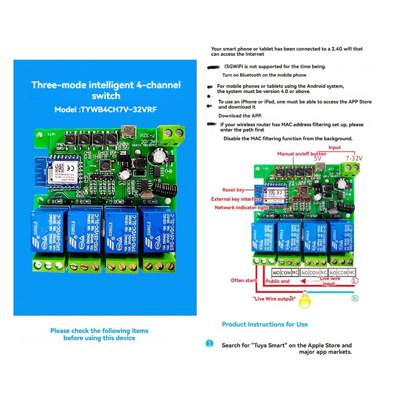 ABZW Tuya Wifi inteligente 4CH - Smart Relay Tuya reseña y precio
